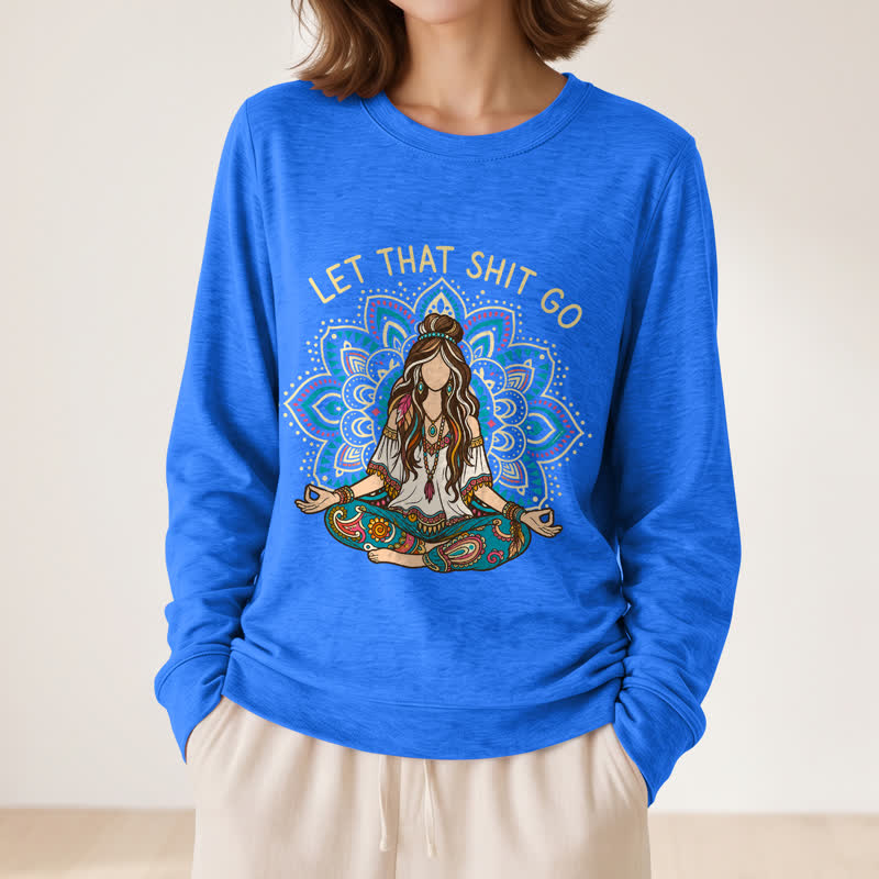 Olivenorma Soft Blend Boho Mandala Release Burdens Print Women's Long Sleeve Shirt - image 17