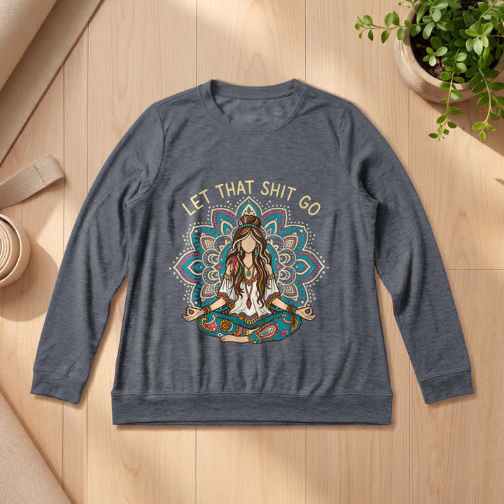 Olivenorma Soft Blend Boho Mandala Release Burdens Print Women's Long Sleeve Shirt - Heather Gray - 2XL - image 12