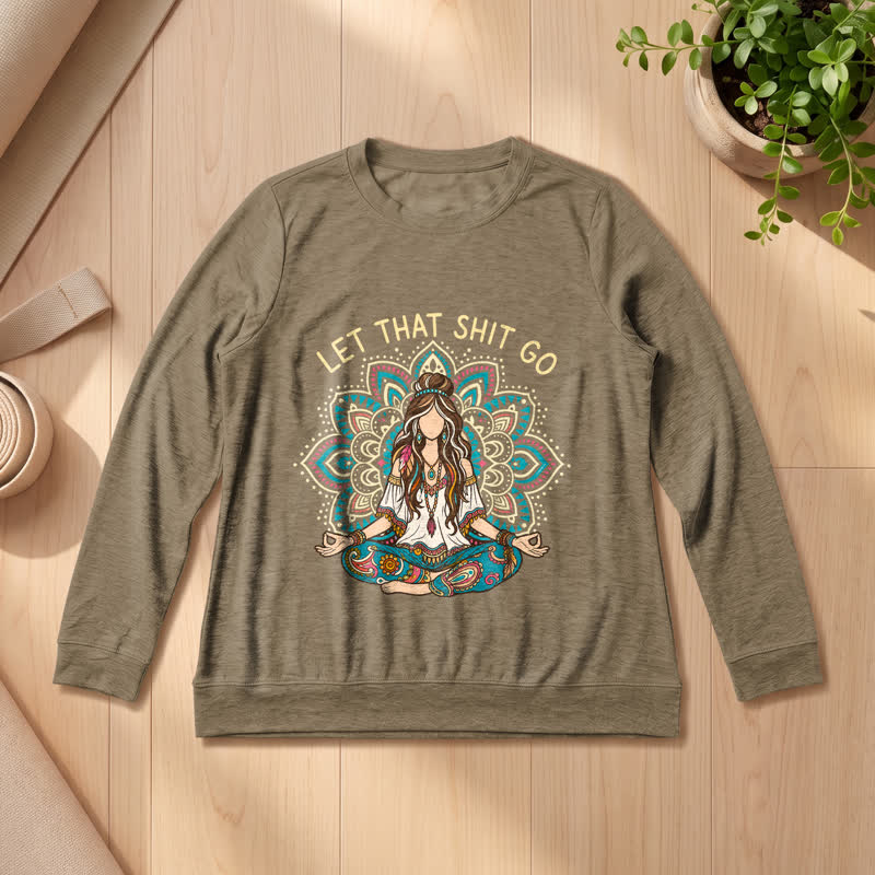 Olivenorma Soft Blend Boho Mandala Release Burdens Print Women's Long Sleeve Shirt - Coffee - 2XL - image 24