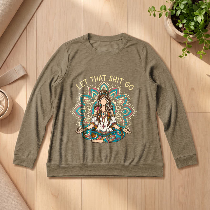 Olivenorma Soft Blend Boho Mandala Release Burdens Print Women's Long Sleeve Shirt - Coffee - 2XL - image 24