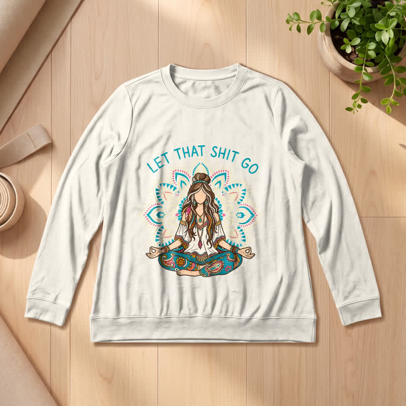 Olivenorma Soft Blend Boho Mandala Release Burdens Print Women's Long Sleeve Shirt - Sand Color - 2XL - image 9