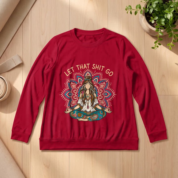 Olivenorma Soft Blend Boho Mandala Release Burdens Print Women's Long Sleeve Shirt - Wine - 2XL - image 30