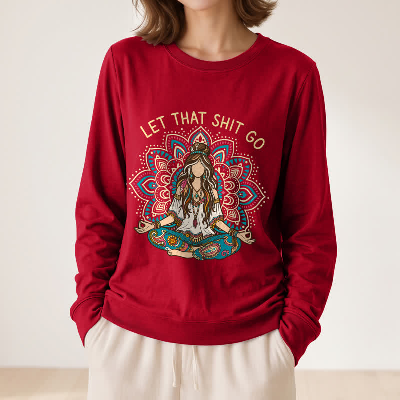 Olivenorma Soft Blend Boho Mandala Release Burdens Print Women's Long Sleeve Shirt - image 32