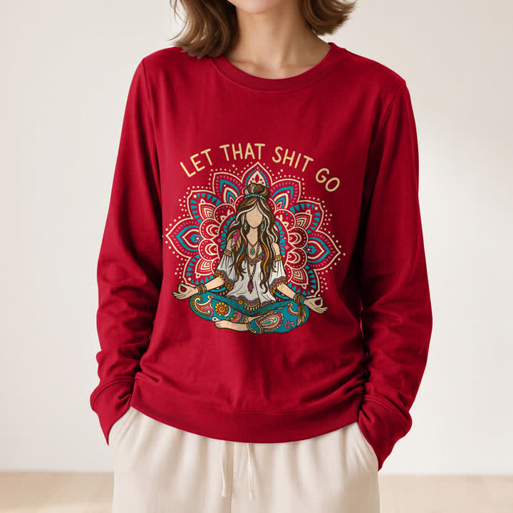 Olivenorma Soft Blend Boho Mandala Release Burdens Print Women's Long Sleeve Shirt - image 32