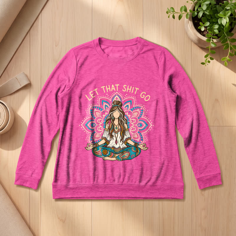 Olivenorma Soft Blend Boho Mandala Release Burdens Print Women's Long Sleeve Shirt - Rose - 2XL - image 18