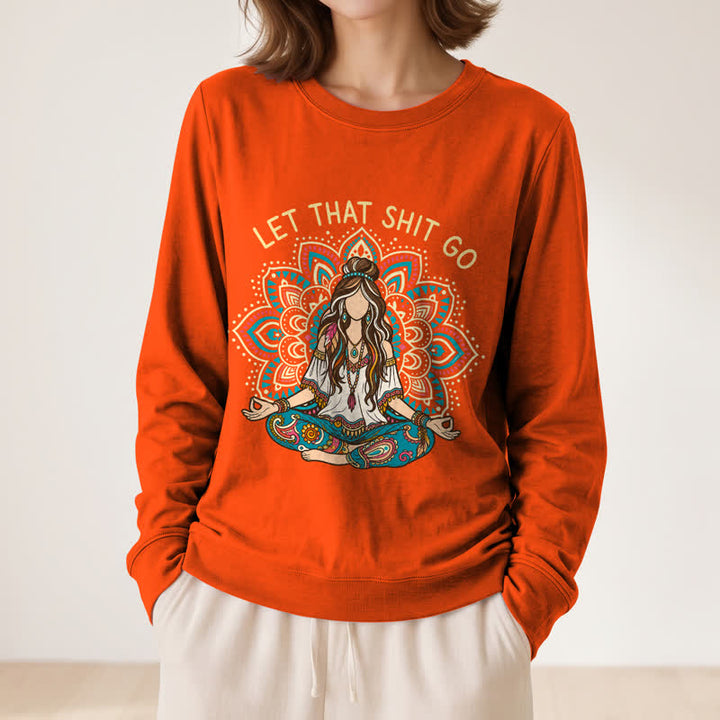 Olivenorma Soft Blend Boho Mandala Release Burdens Print Women's Long Sleeve Shirt - image 29