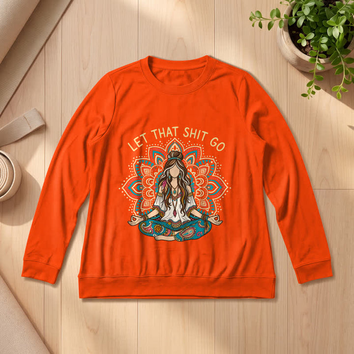 Olivenorma Soft Blend Boho Mandala Release Burdens Print Women's Long Sleeve Shirt - Orange - 2XL - image 27