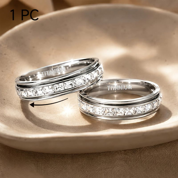 FREE Today: 1Pcs Shiny Relieve Anxiety Spinner Ring Titanium Steel - Silver Color - US 12 - image 0