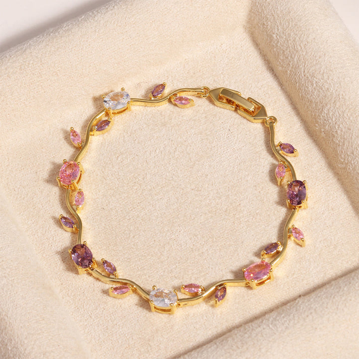 FREE Today: Romantic Tulip Bracelet Multicolor Floral Crystal - Purple-Pink-White - Golden - image 35