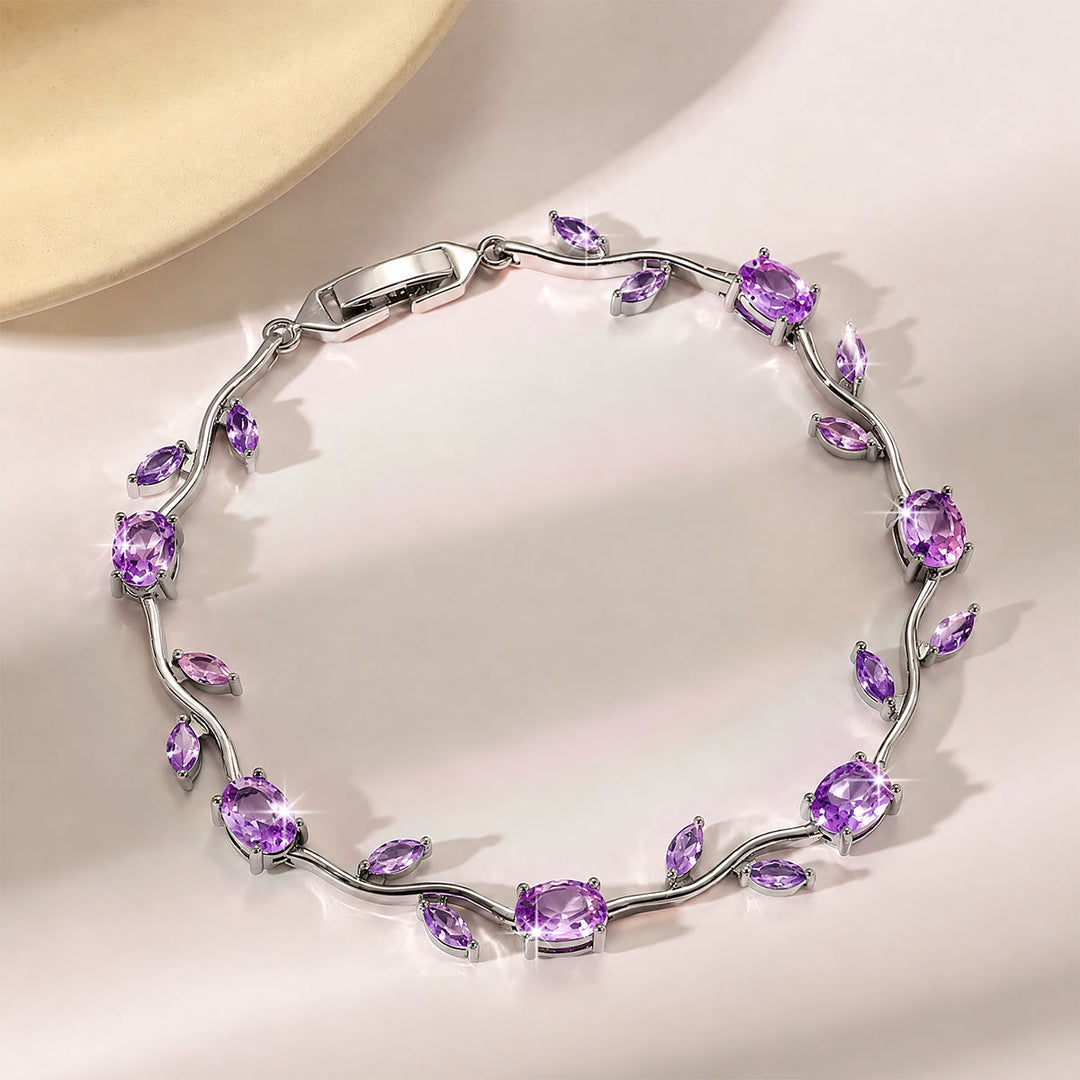 FREE Today: Romantic Tulip Bracelet Multicolor Floral Crystal - Purple - Silver Color - image 79