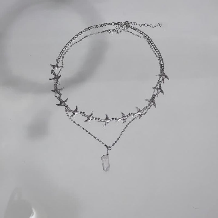 Olivenorma Whimsigoth Swallow Layered Clear Quartz Necklace - image 4