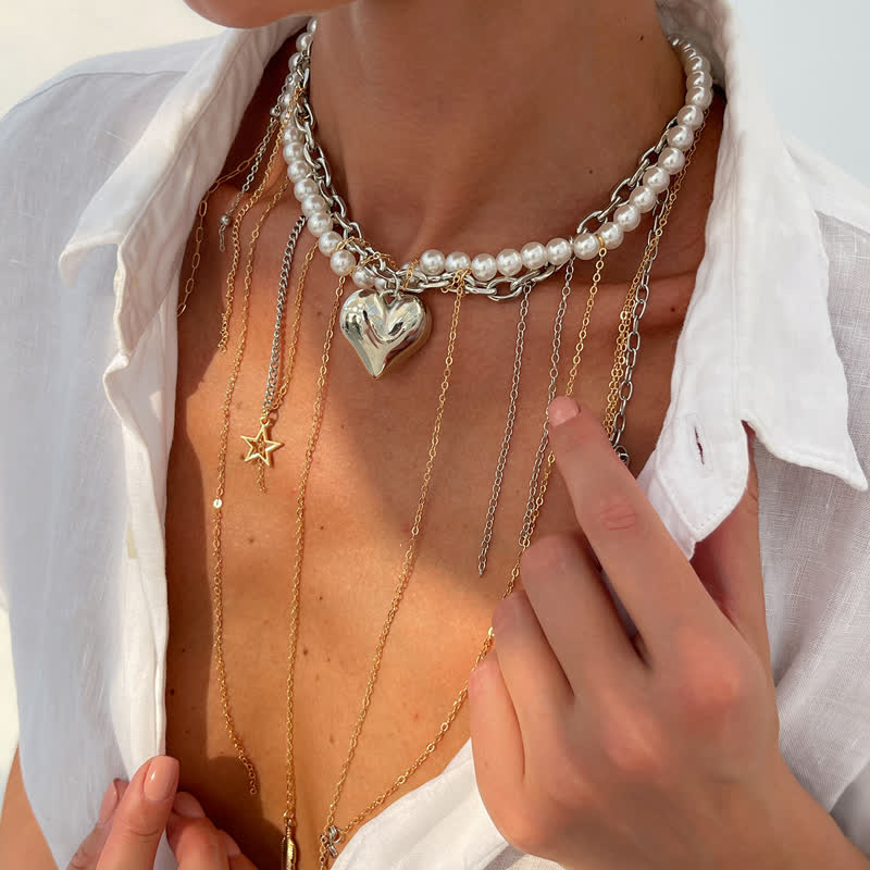 Olivenorma Whimsigoth Baroque Layered Tassel Imitation Pearl & Metal Chain Necklace - image 14