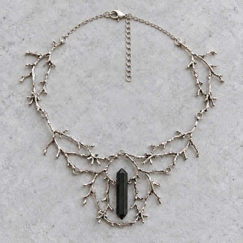 Olivenorma Witchy Forest Twig Black Tourmaline Rose Quartz Fluorite Opal Necklace - image 7