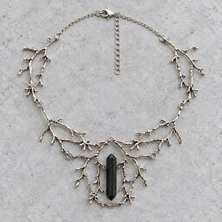 Olivenorma Witchy Forest Twig Black Tourmaline Rose Quartz Fluorite Opal Necklace - image 7
