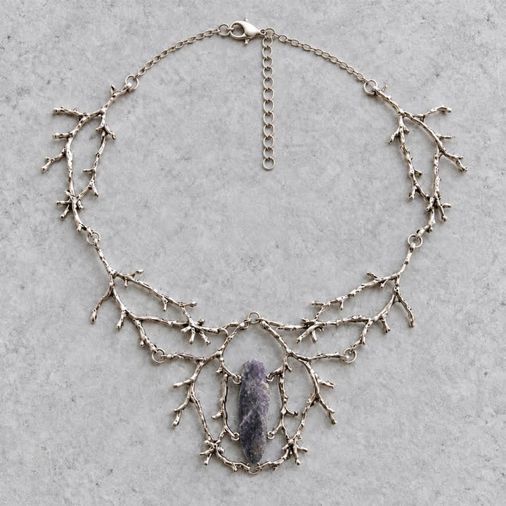 Olivenorma Witchy Forest Twig Black Tourmaline Rose Quartz Fluorite Opal Necklace - image 11