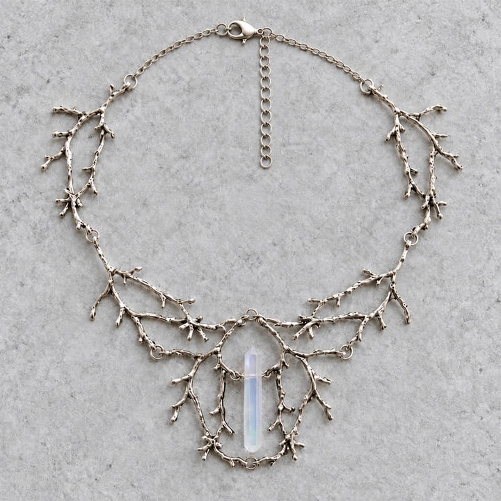 Olivenorma Witchy Forest Twig Black Tourmaline Rose Quartz Fluorite Opal Necklace - image 15