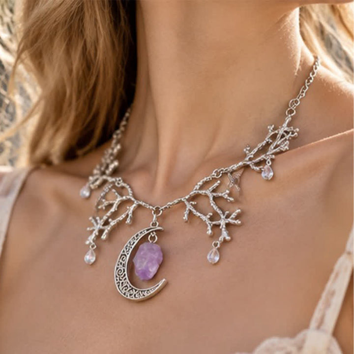 Olivenorma Whimsigoth Crescent Branch Amethyst Necklace - image 1
