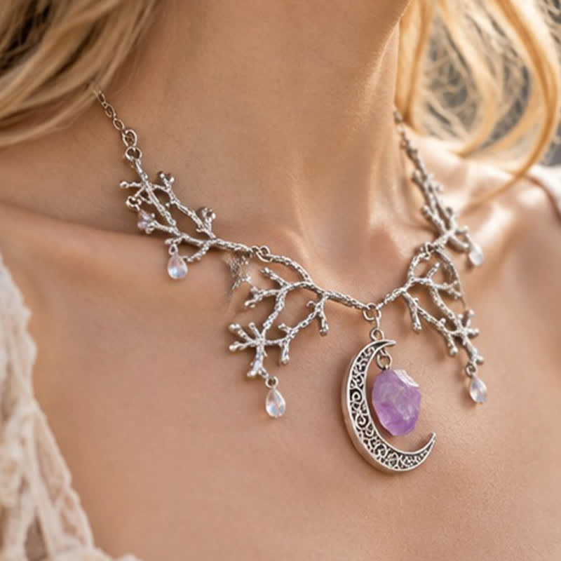 Olivenorma Whimsigoth Crescent Branch Amethyst Necklace - image 2