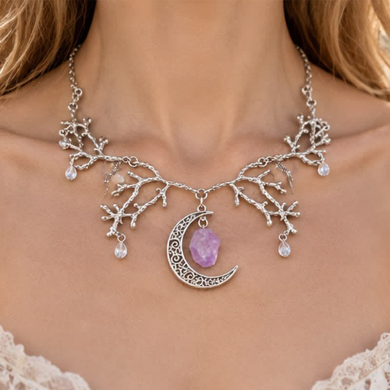 Olivenorma Whimsigoth Crescent Branch Amethyst Necklace - Amethyst - image 0