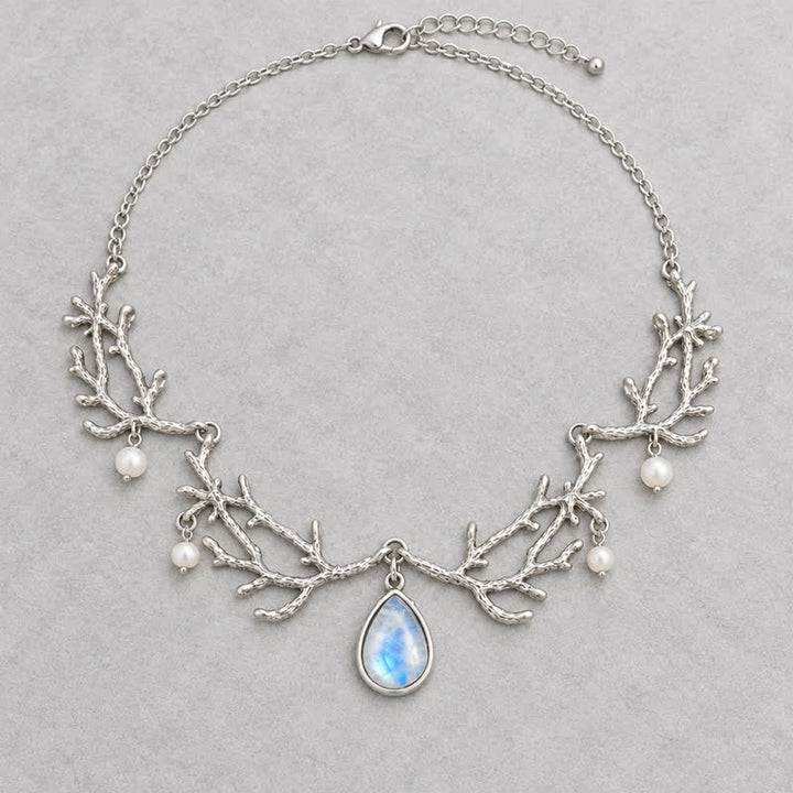 Olivenorma Whimsigoth Woodland Antler Moonstone Necklace - image 4