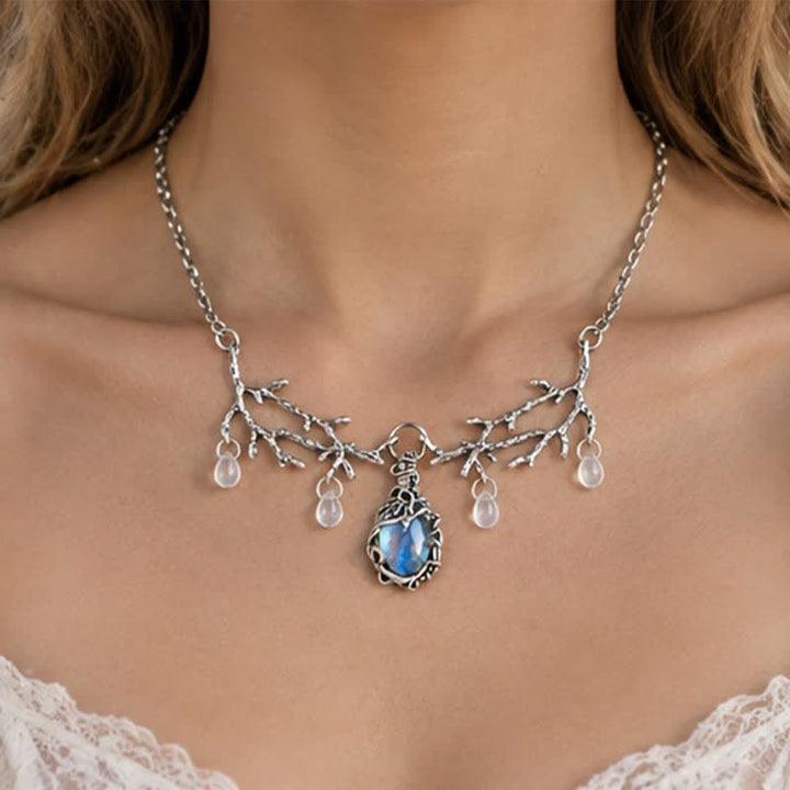 Olivenorma Whimsigoth Twig Cluster Moonstone Necklace - Moonstone - image 0