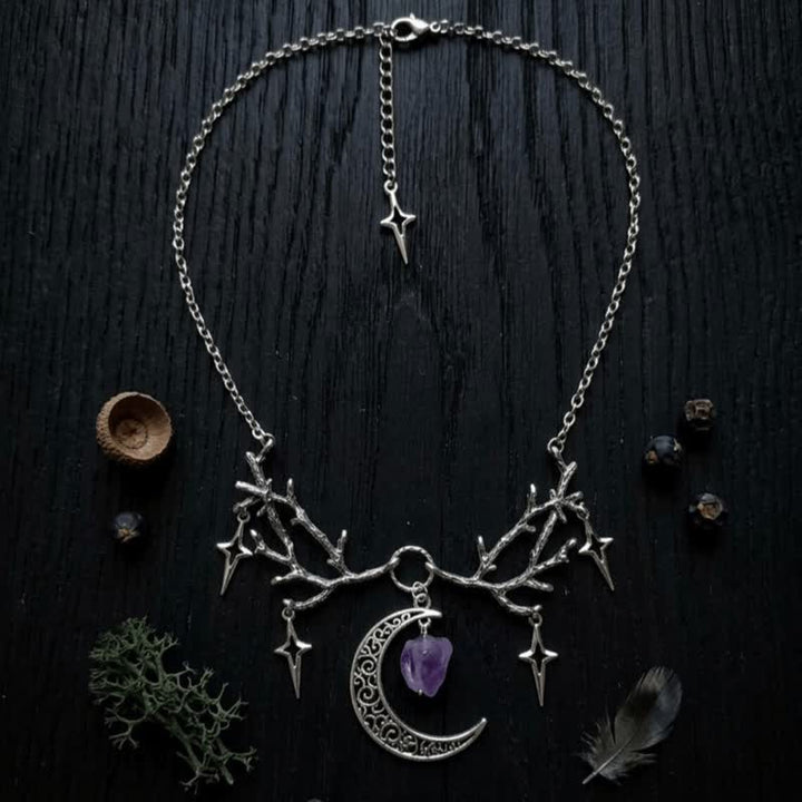 Olivenorma Whimsigoth Crescent Antler Branch Amethyst Necklace - image 3
