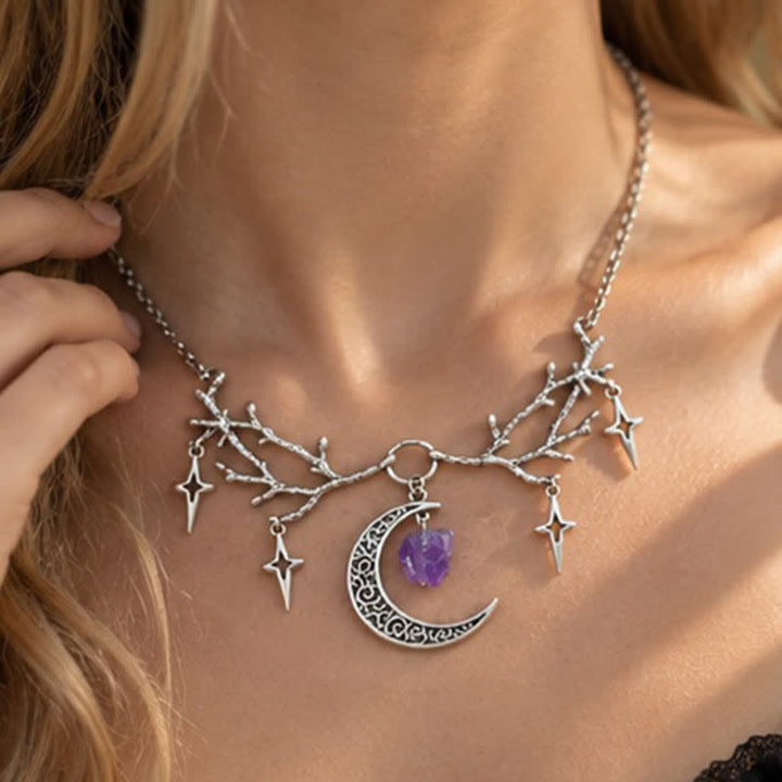 Olivenorma Whimsigoth Crescent Antler Branch Amethyst Necklace - Amethyst - image 0