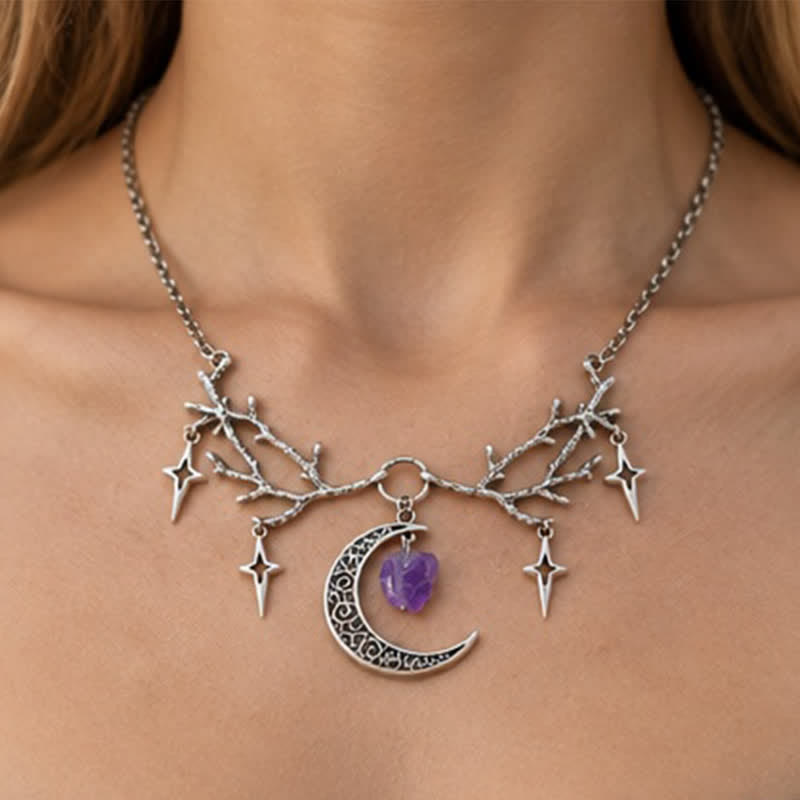 Olivenorma Whimsigoth Crescent Antler Branch Amethyst Necklace - image 1