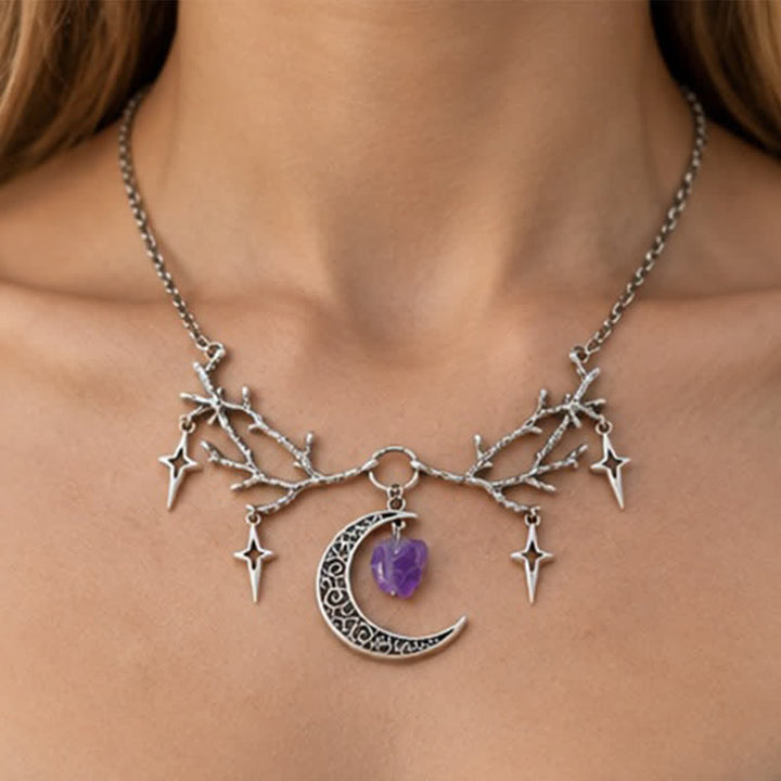 Olivenorma Whimsigoth Crescent Antler Branch Amethyst Necklace - image 1
