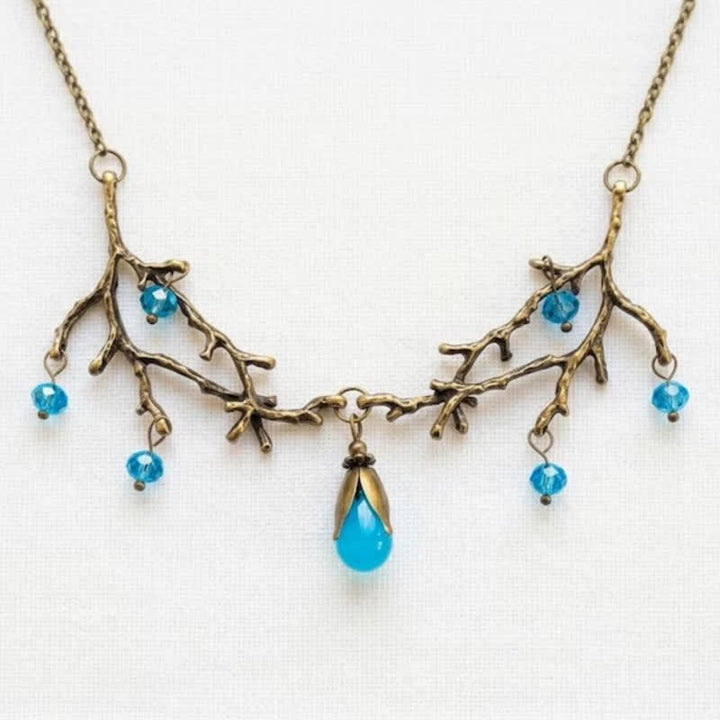 Olivenorma Whimsigoth Antique Branch Teardrop Amethyst Citrine Blue Quartz Necklace - Blue Quartz - image 10