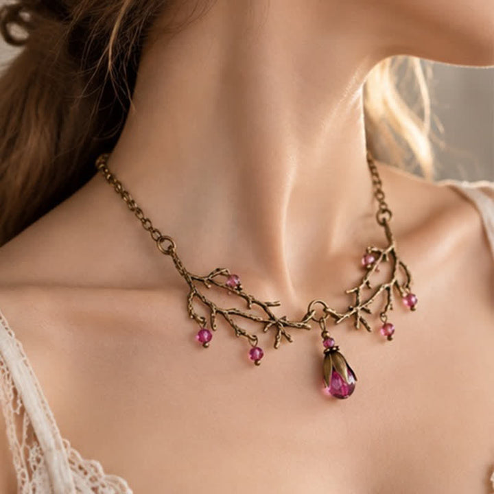 Olivenorma Whimsigoth Antique Branch Teardrop Amethyst Citrine Blue Quartz Necklace - image 8