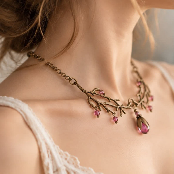 Olivenorma Whimsigoth Antique Branch Teardrop Amethyst Citrine Blue Quartz Necklace - image 9