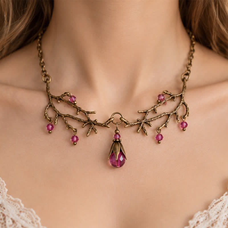 Olivenorma Whimsigoth Antique Branch Teardrop Amethyst Citrine Blue Quartz Necklace - image 7