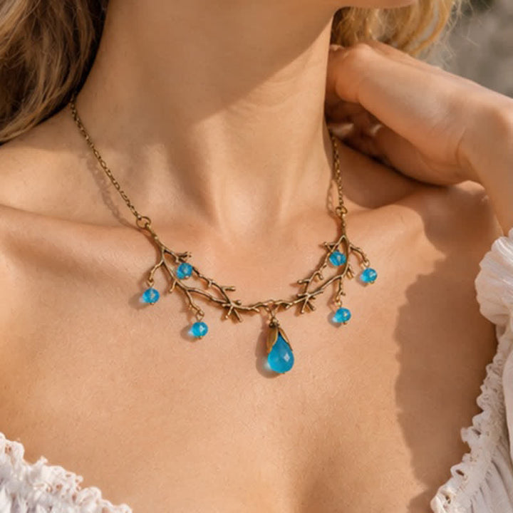 Olivenorma Whimsigoth Antique Branch Teardrop Amethyst Citrine Blue Quartz Necklace - image 13
