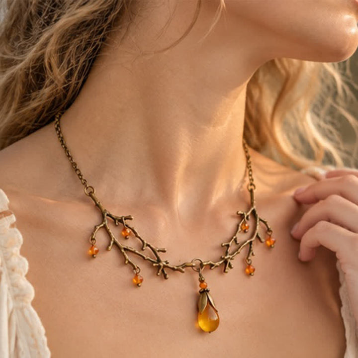 Olivenorma Whimsigoth Antique Branch Teardrop Amethyst Citrine Blue Quartz Necklace - image 4