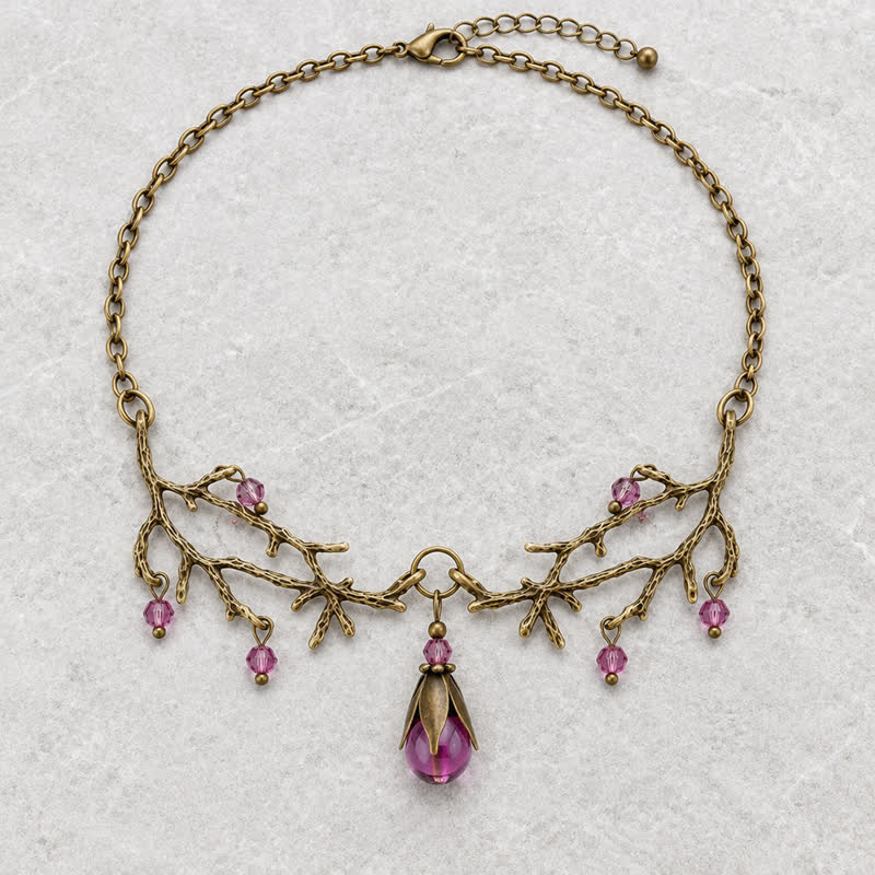 Olivenorma Whimsigoth Antique Branch Teardrop Amethyst Citrine Blue Quartz Necklace - image 6