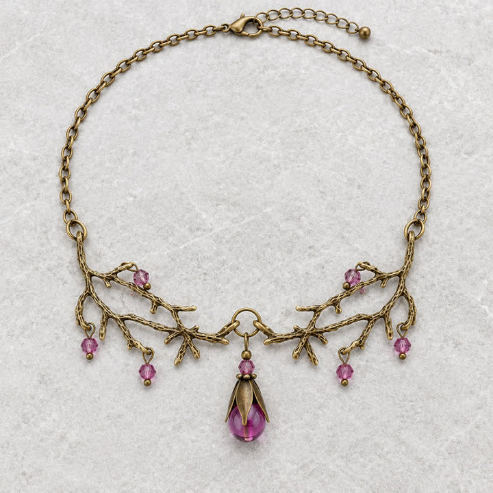 Olivenorma Whimsigoth Antique Branch Teardrop Amethyst Citrine Blue Quartz Necklace - image 6