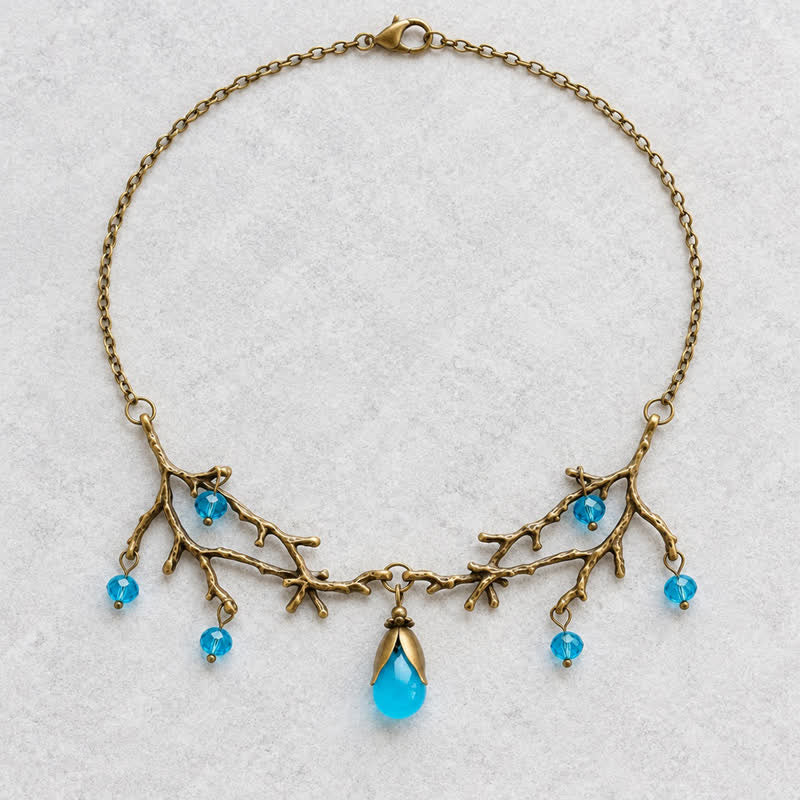 Olivenorma Whimsigoth Antique Branch Teardrop Amethyst Citrine Blue Quartz Necklace - image 11