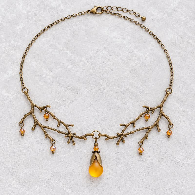 Olivenorma Whimsigoth Antique Branch Teardrop Amethyst Citrine Blue Quartz Necklace - image 1