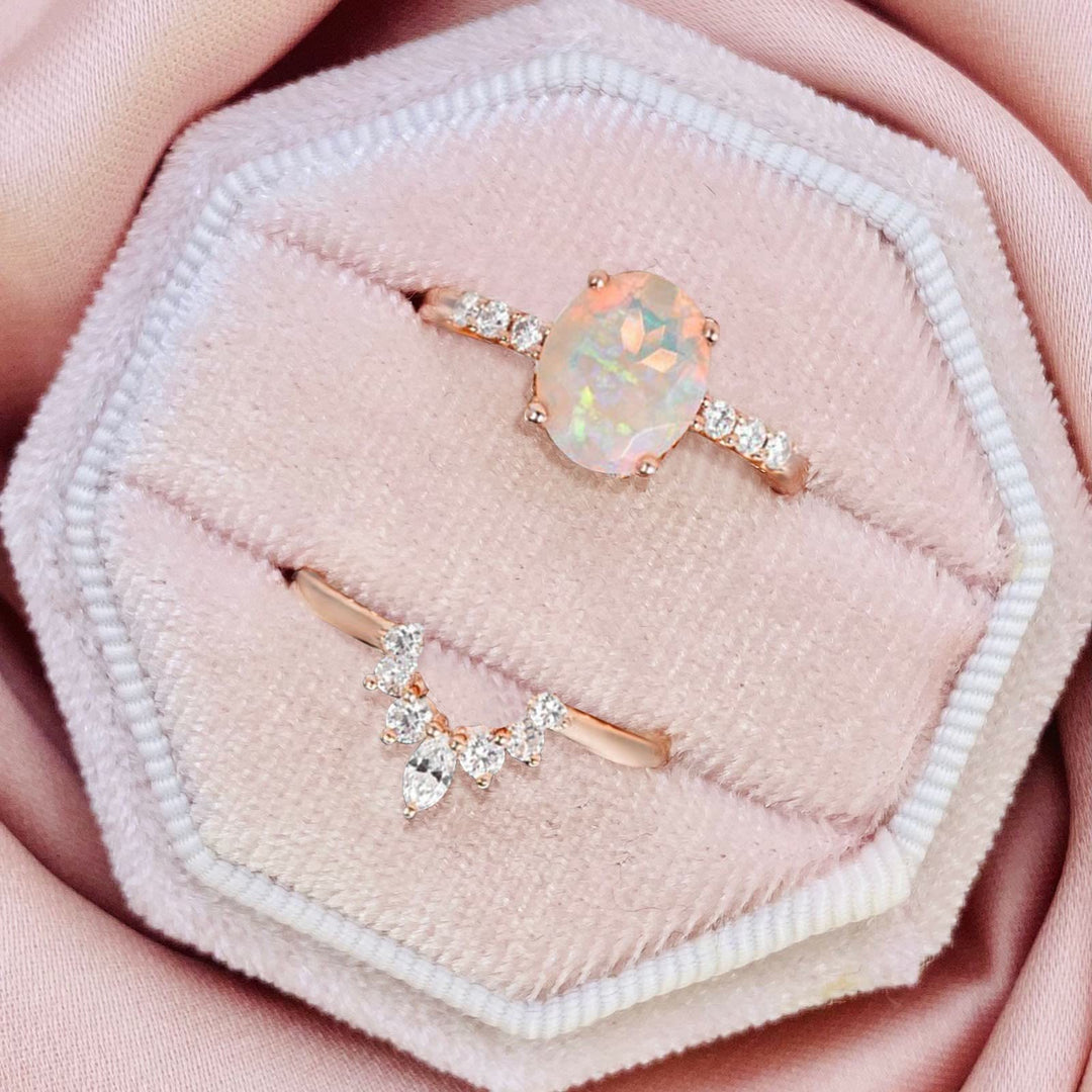 Olivenorma Antique Oval Opal Engagement Rose Gold Ring - image 7