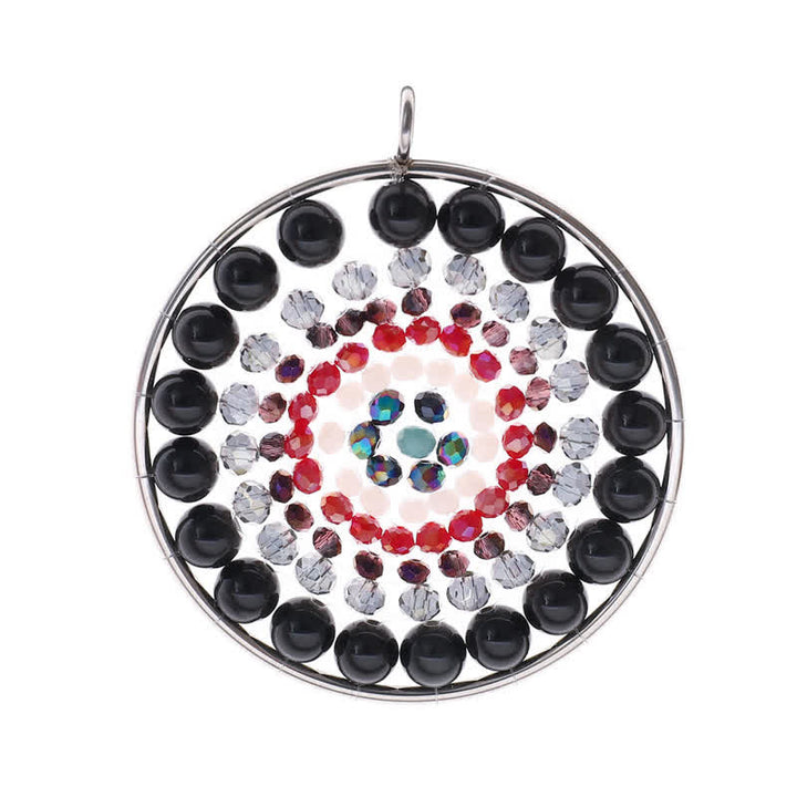 Olivenorma Datura Flower Round Pendant Crystal Necklace - Obsidian - image 17