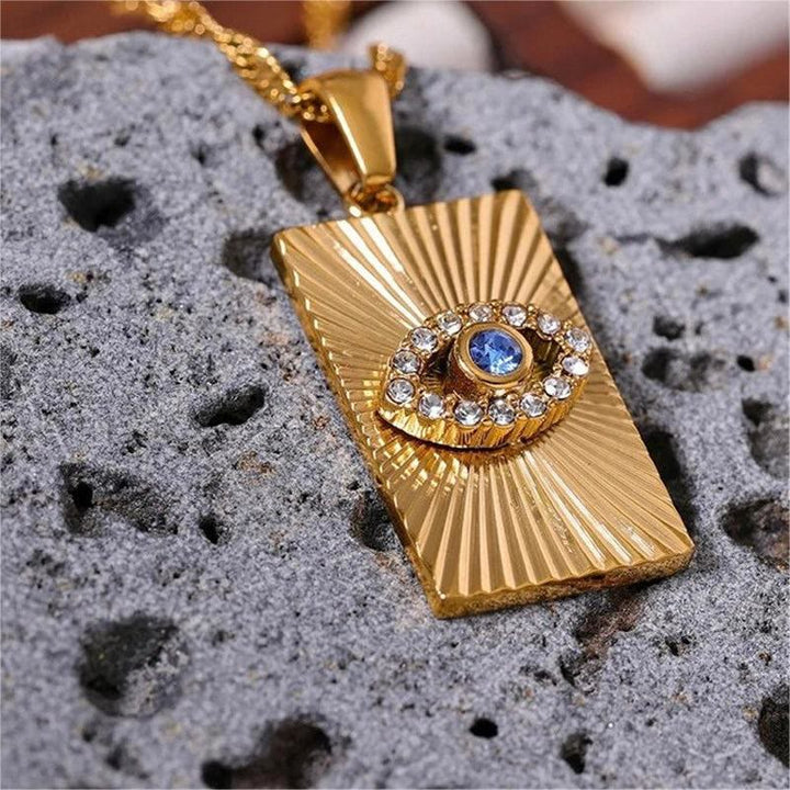 Olivenorma Blue Topaz White Zircon Evil Eye Necklace - Blue Topaz&White Zircon - image 0