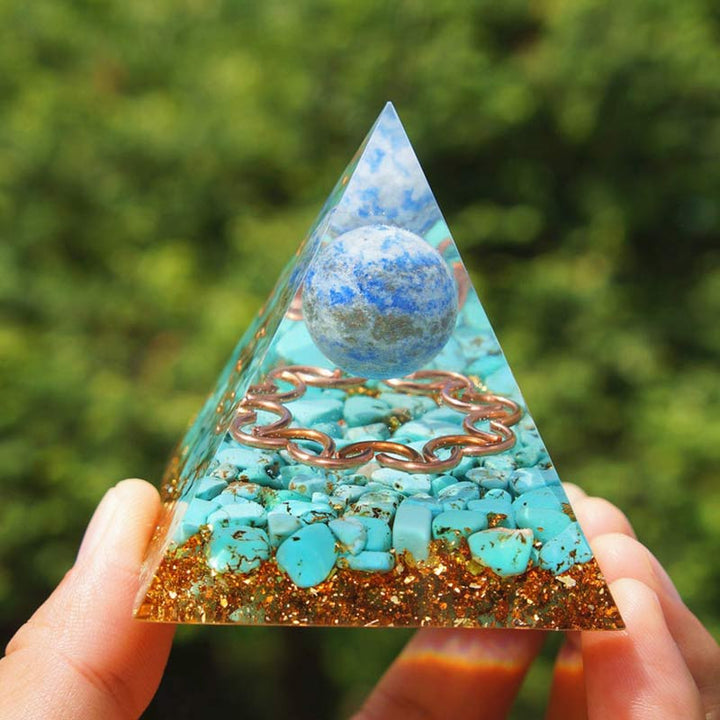 Lapis Lazuli Turquoise Orgone Pyramid - Lapis Lazuli&Turquoise - 10cm*10cm - image 0