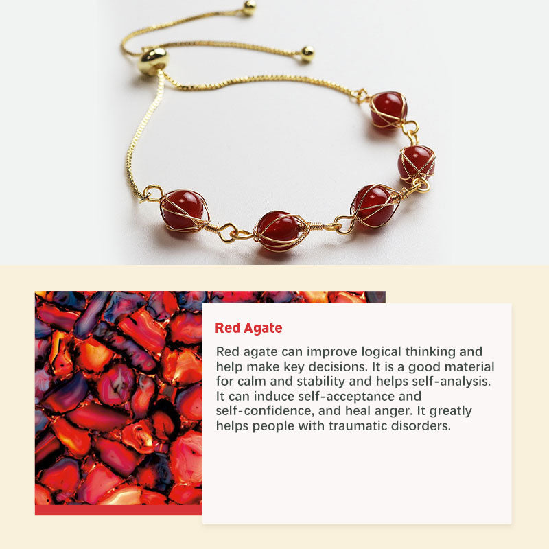 Chakras Natural Crystal Stone Bracelet - Red Agate - image 7