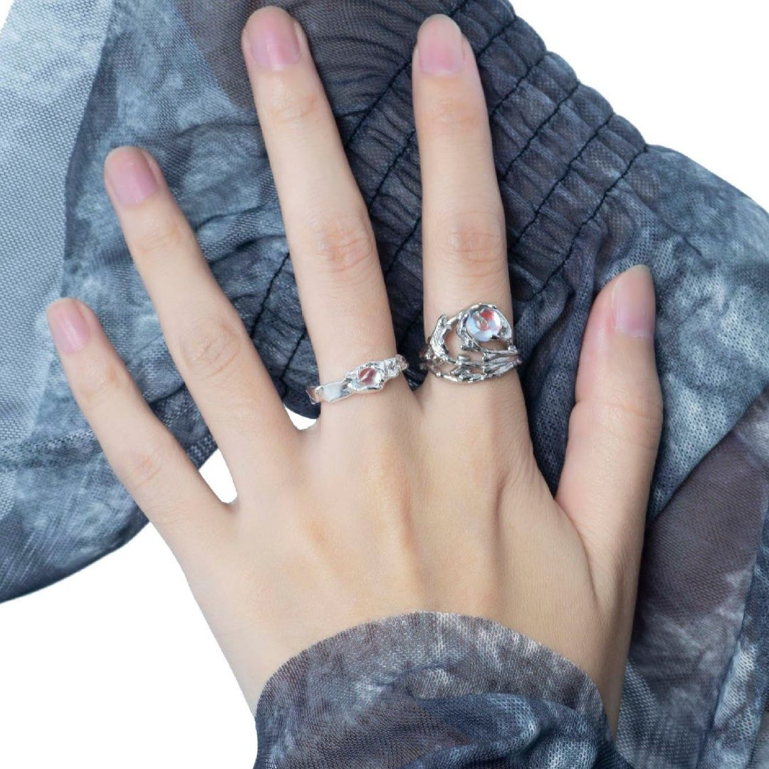 Olivenorma Irregular Branch Pattern Moonstone Ring - image 5