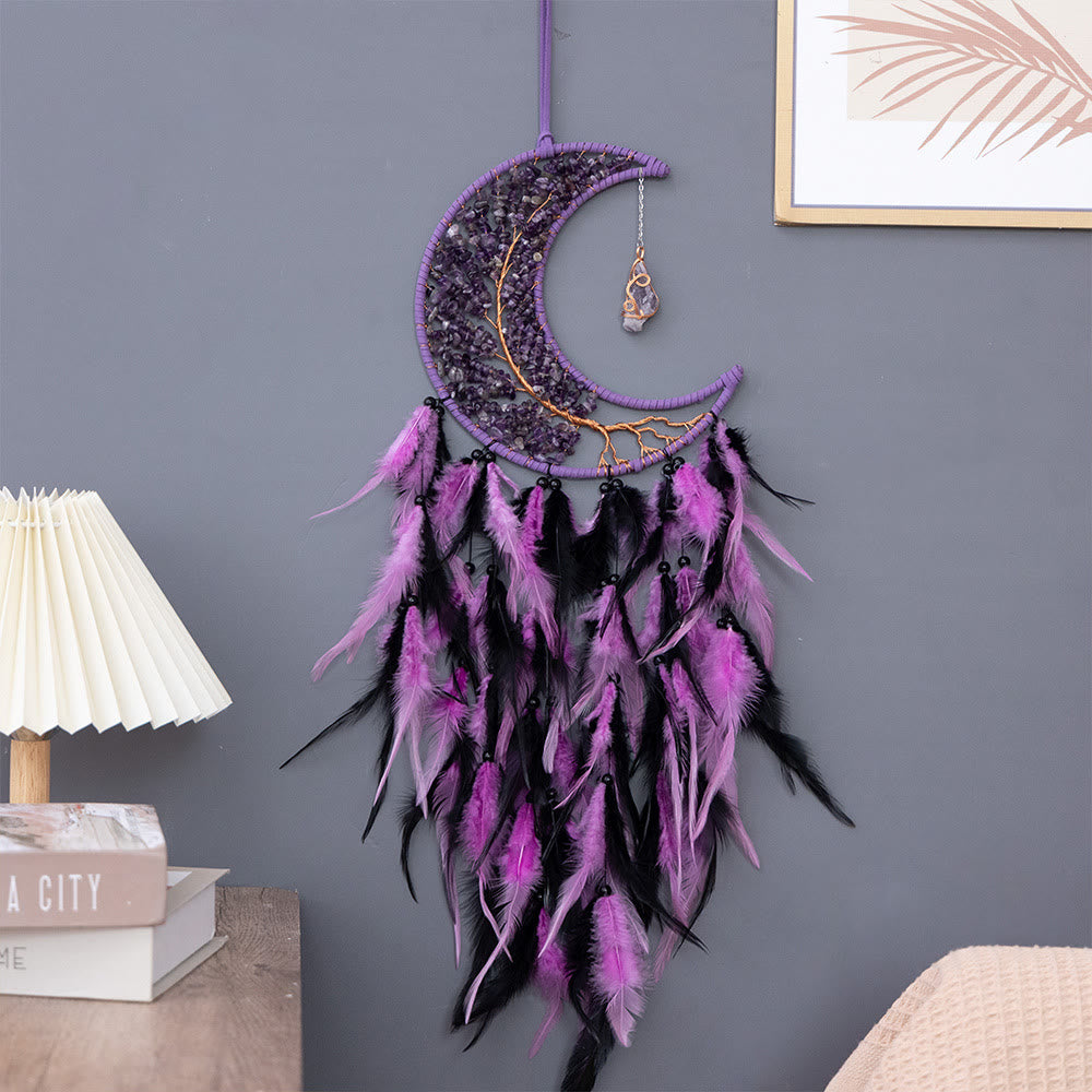 Olivenorma Natural Gravel Woven Tree of Life Moon Dream Catcher - image 14