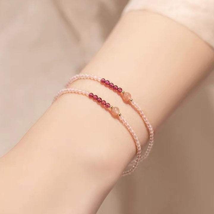 Pink Crystal With Strawberry Quartz Healing Gemstone Bracelet - image 1