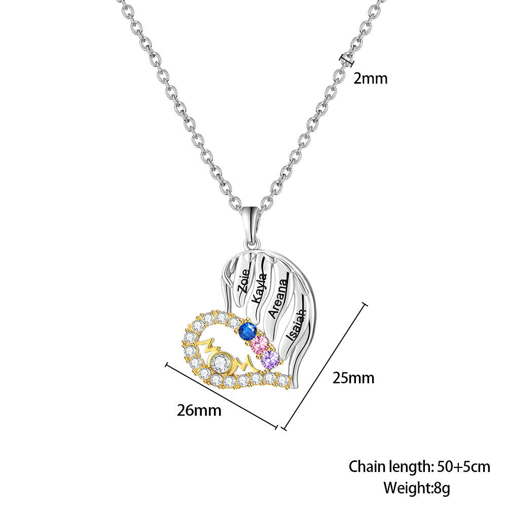 Olivenorma Mothers Birthstones Half Diamond Heart Necklace - image 7