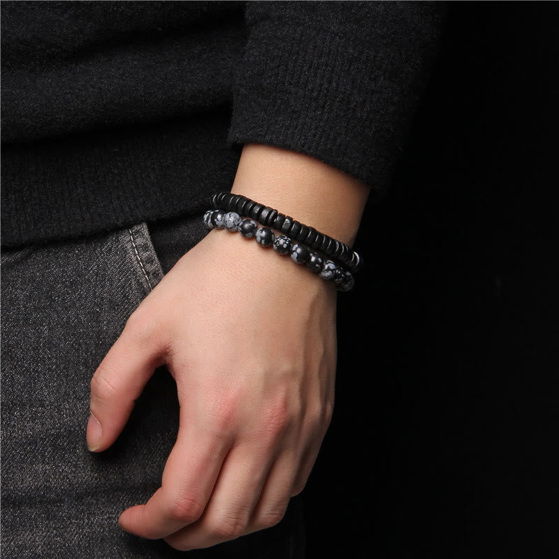 Olivenorma African Turquoise Snowflake Obsidian Double Beaded Bracelet - image 5