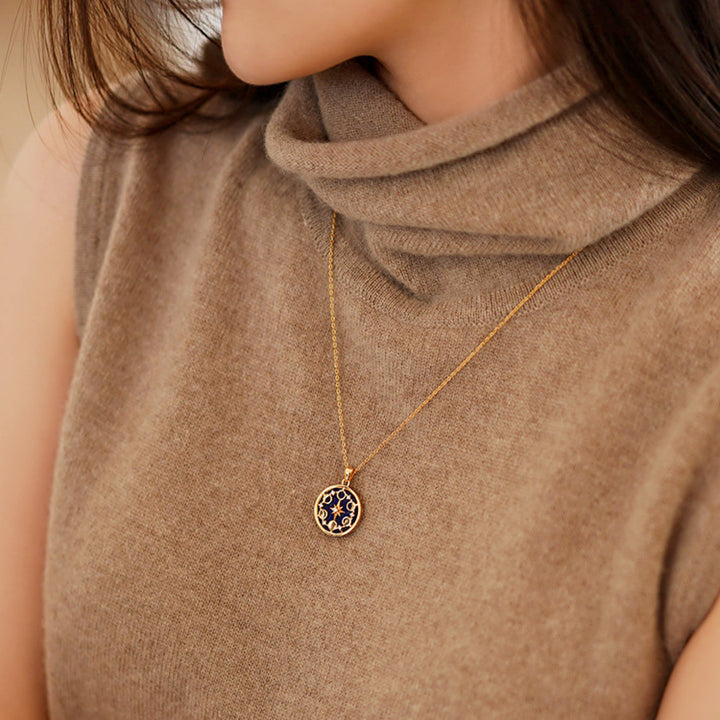 Olivenorma Lapis Lazuli Moon Phase Eight Awn Star Necklace - image 1